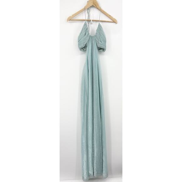 Aidan Mattox Dress 16 Halter Fairy Mermaid Chiffon Glitter Iridescent Maxi Gown - Picture 1 of 10